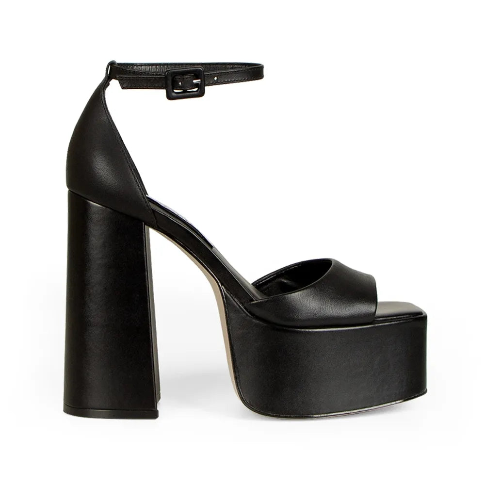 Sally Platform Sandal Leather Black