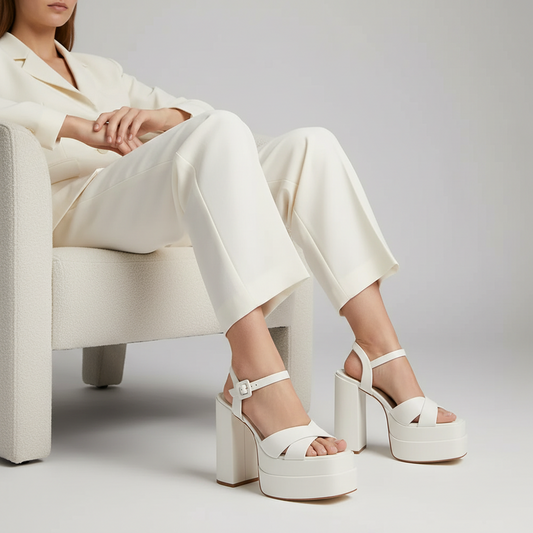 Hanna Platform Sandal Leather White