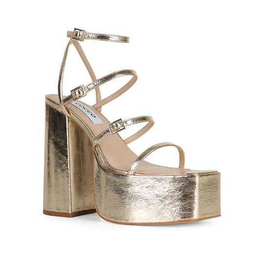 Pietra Platform Sandal Gold Metallic Leather – view 2