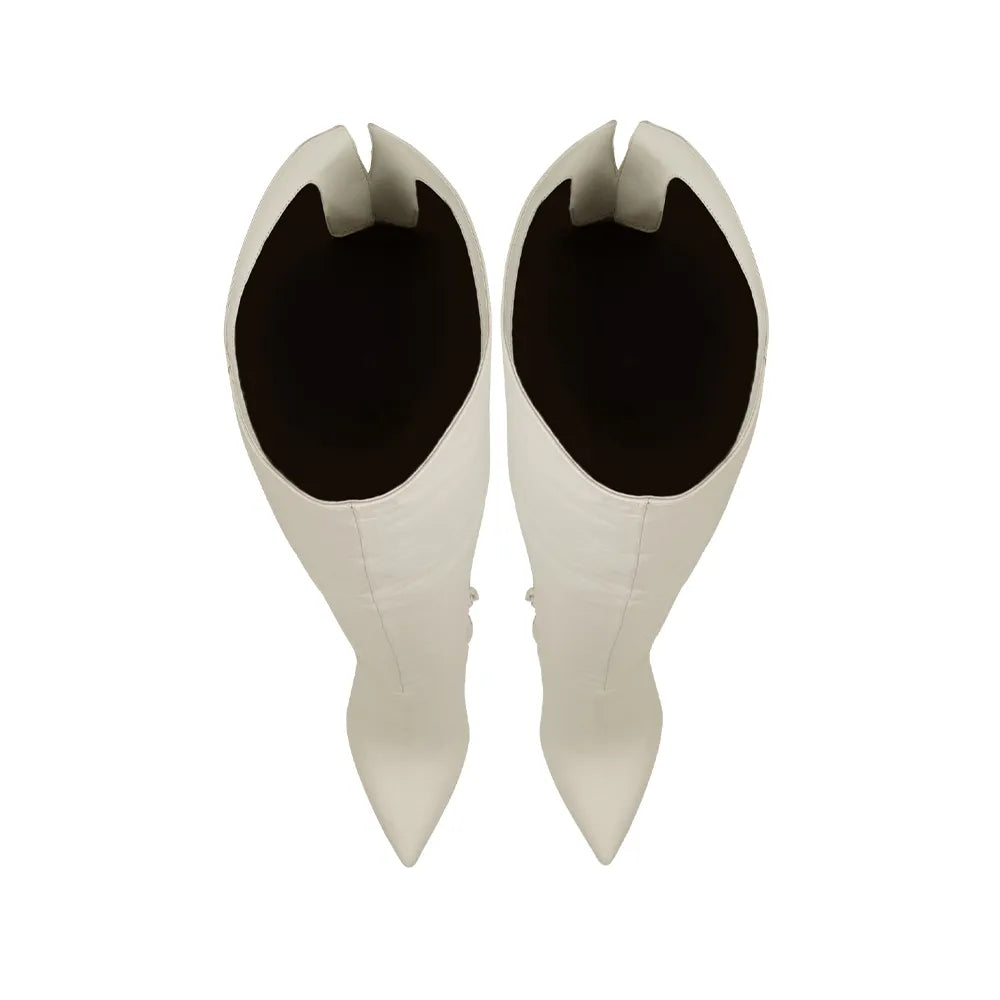 Simone Over The Knee Boot Leather Off White