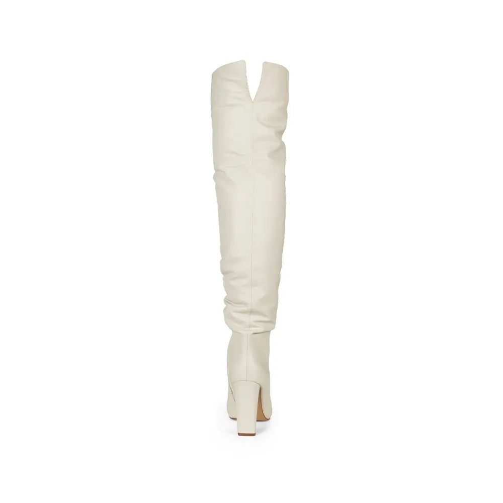 Simone Over The Knee Boot Leather Off White