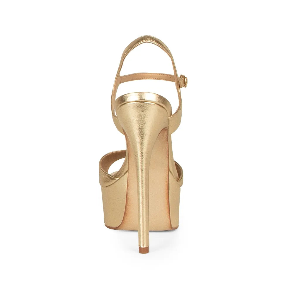 Nora Platform Sandal Leather Gold