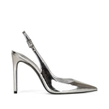 Tacón slingback Fran de piel metalizada plateada