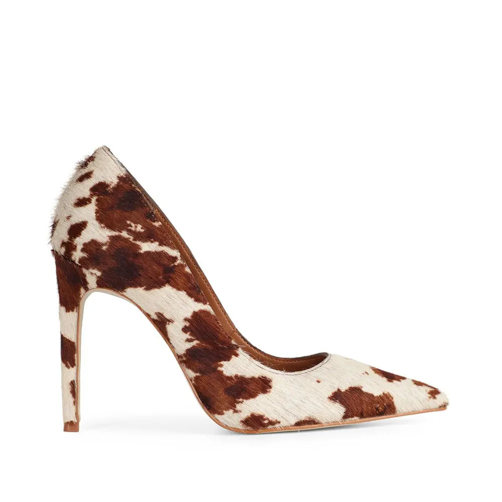 Deborah Pump Fur Leather Coffee