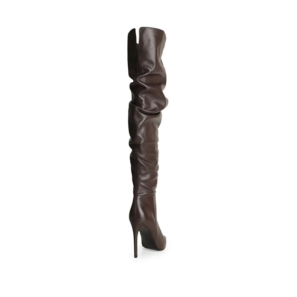 Soraya Over The Knee Boot Brown Leather – back view