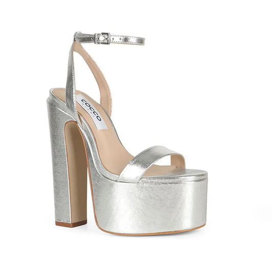 Darla Platform Sandal Silver Metallic Leather – view 2