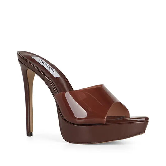 Sofia Platform Mule Brown Vinyl – view 2