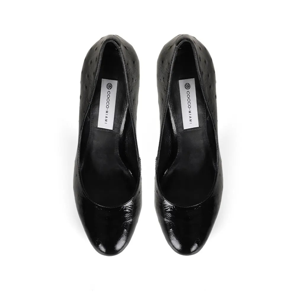 Tiffany Platform Pumps Black Ostrich Leather – view 4