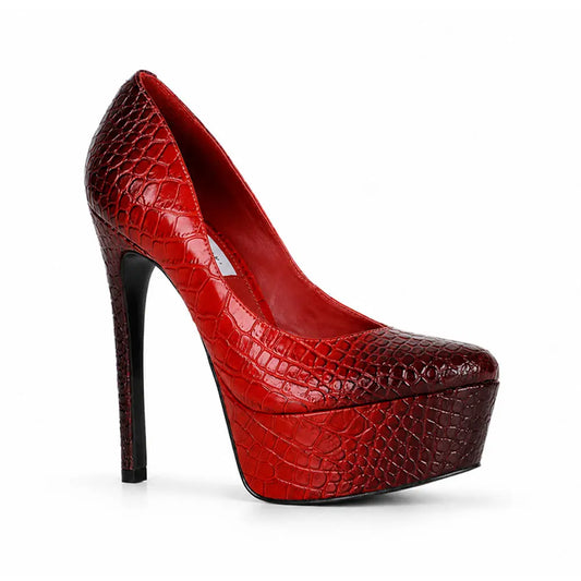 Tiffany Platform Pumps Red Croco Synthetic – view 2