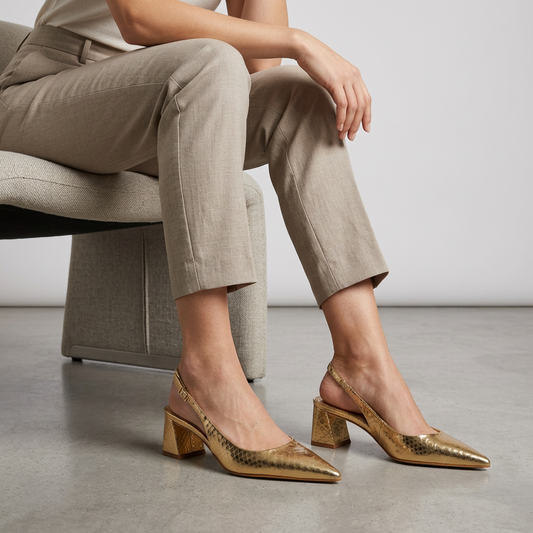 Ritta Slingback Pump Gold Snake Leather