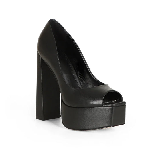Parker Peep Toe Leather Black