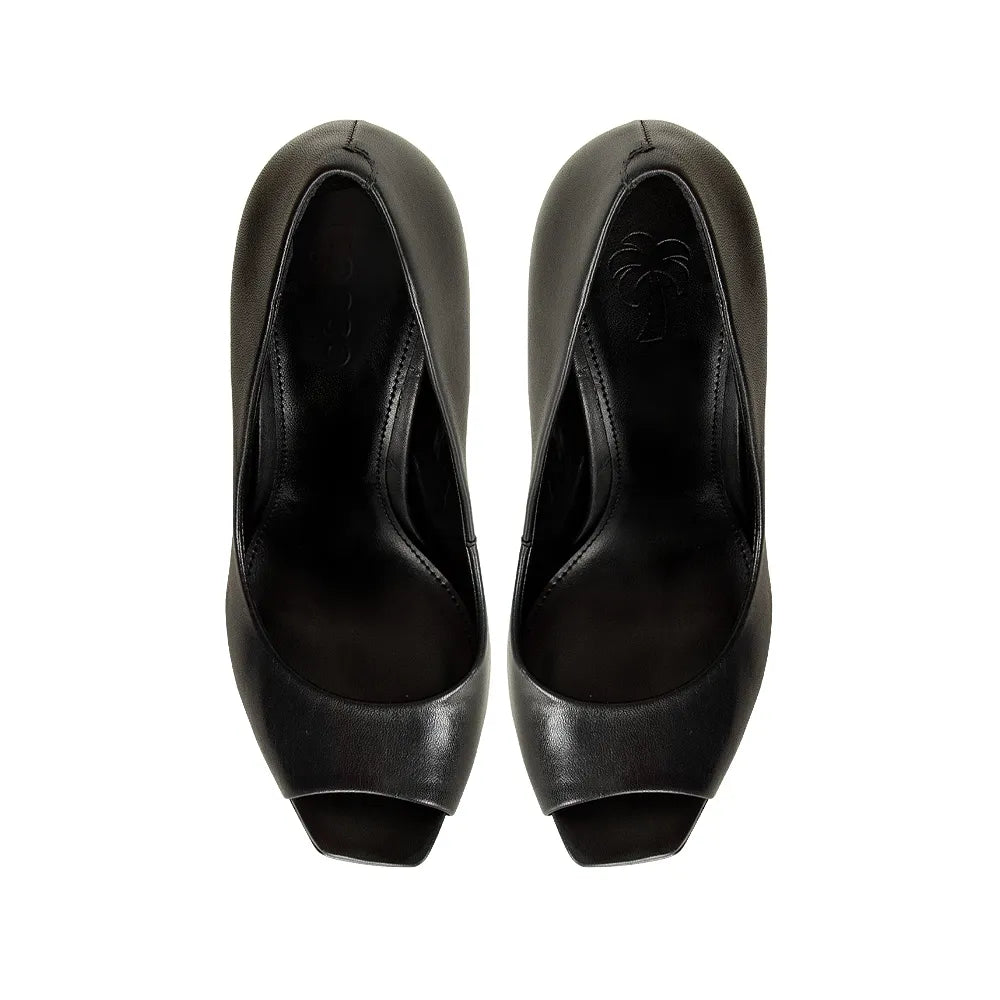 Parker Peep Toe Leather Black