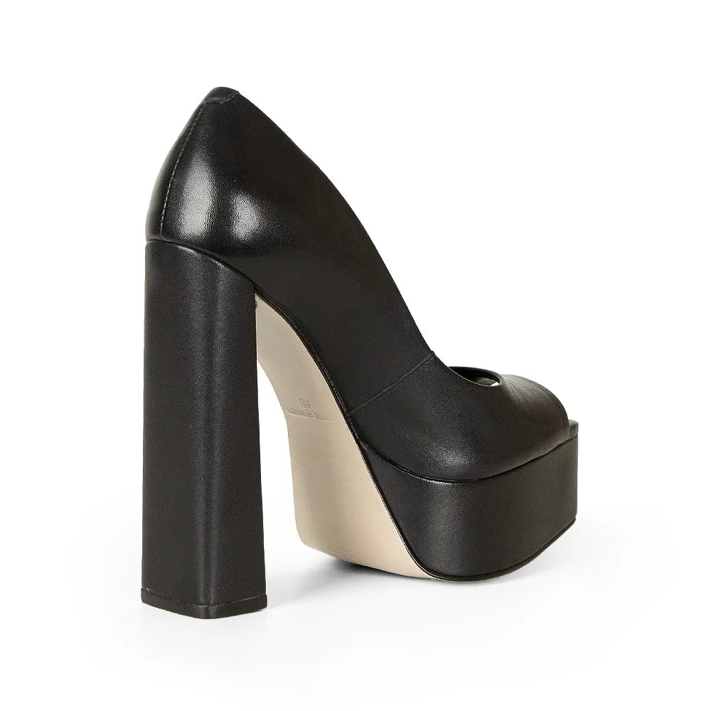 Parker Peep Toe Leather Black