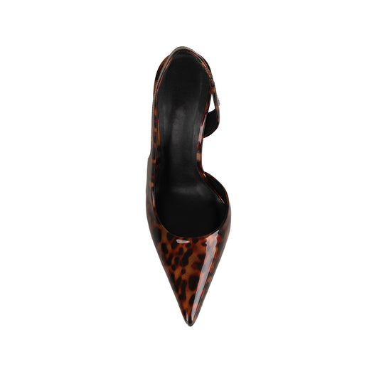 Tacón slingback Athena de charol leopardo