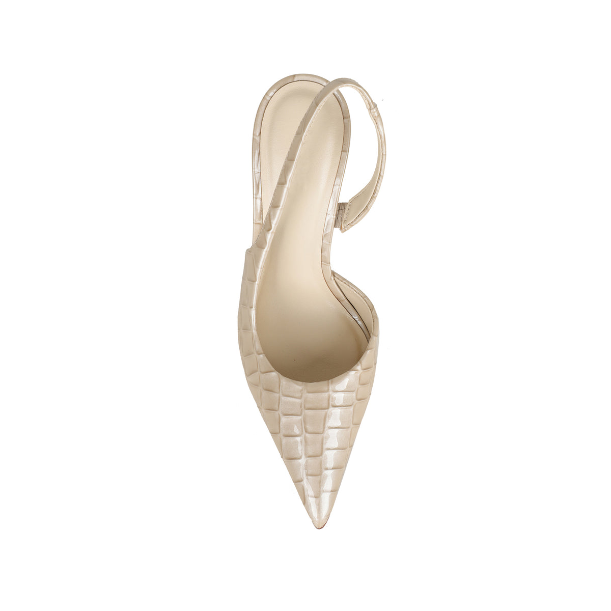 Tacón slingback Athena croco hueso
