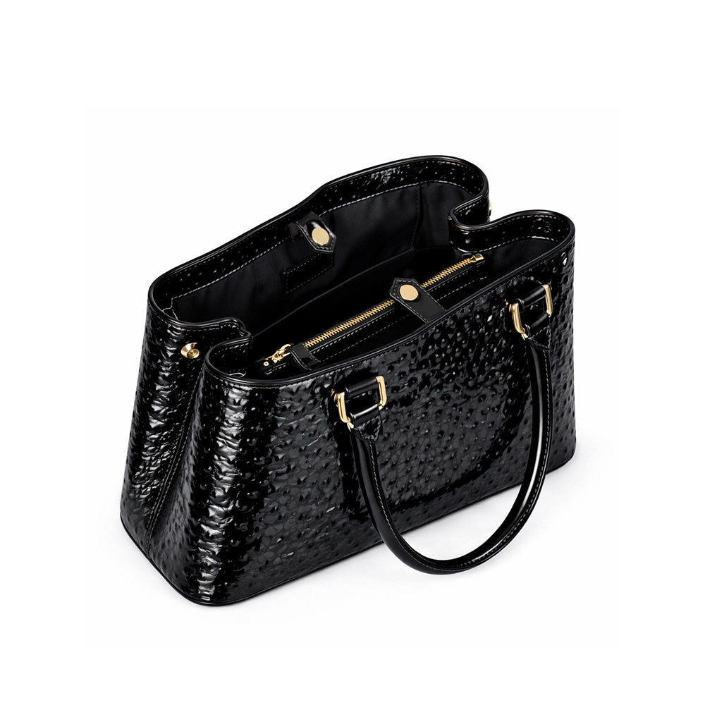Aurora Ostrich Black leather bag