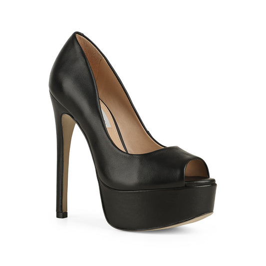 Deisi Peep Toe Leather Black