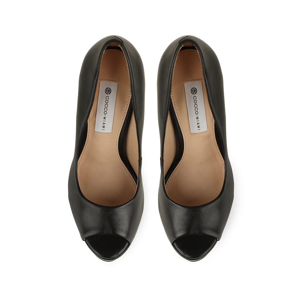 Deisi Peep Toe Leather Black