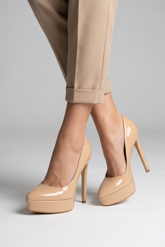 Giulia Platform Pumps Nude Patent Leather