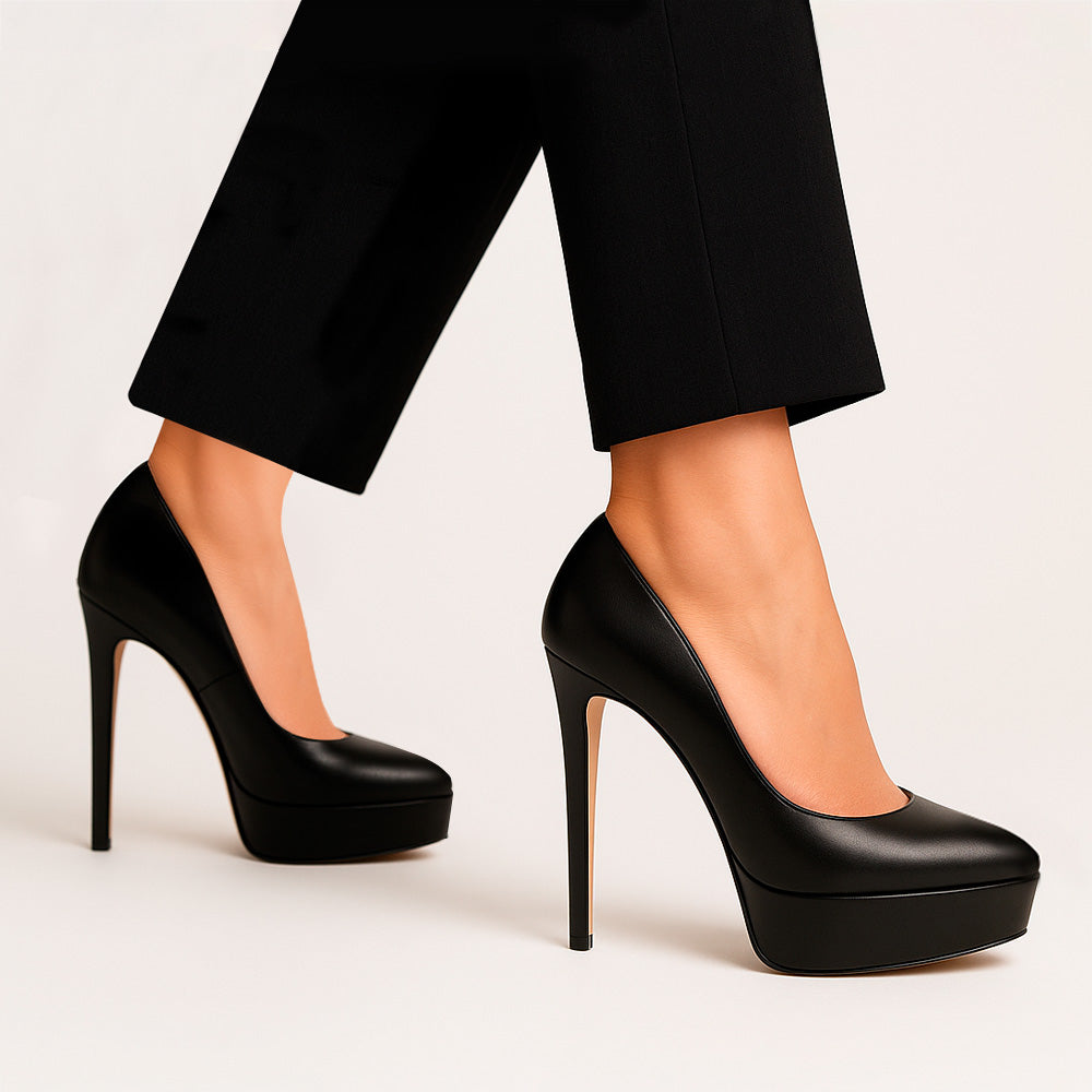 Giulia Platform Pumps Leather Black