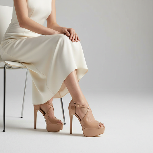 Hellen Platform Sandal Nude Patent Leather