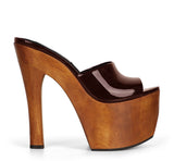 Joana Platform Mule Brown Patent Leather