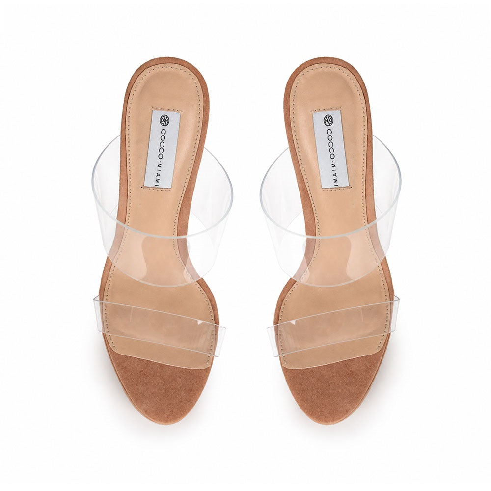Mule de plataforma Kaila de vinilo nude