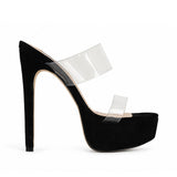 Mule de plataforma Kaila de vinilo negro