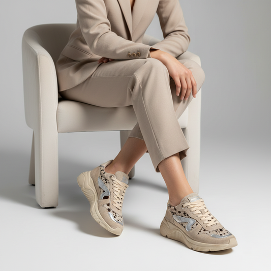 Kimberly Sneaker Off White Leather, worn by a model