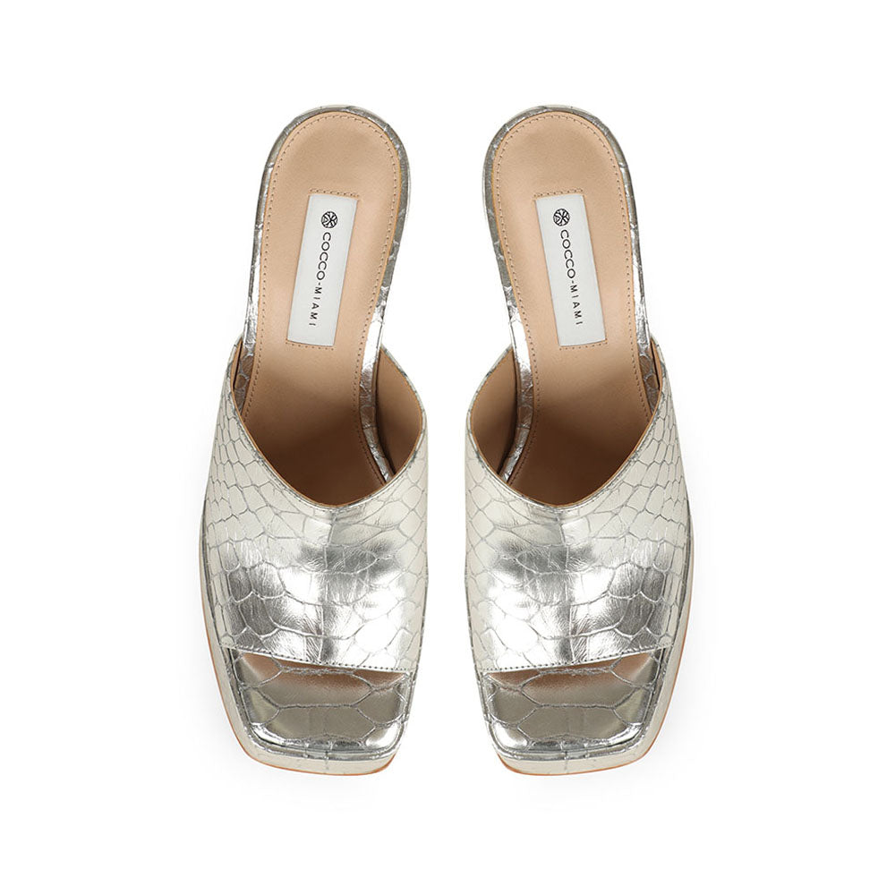 Lexie Platform Leather Silver