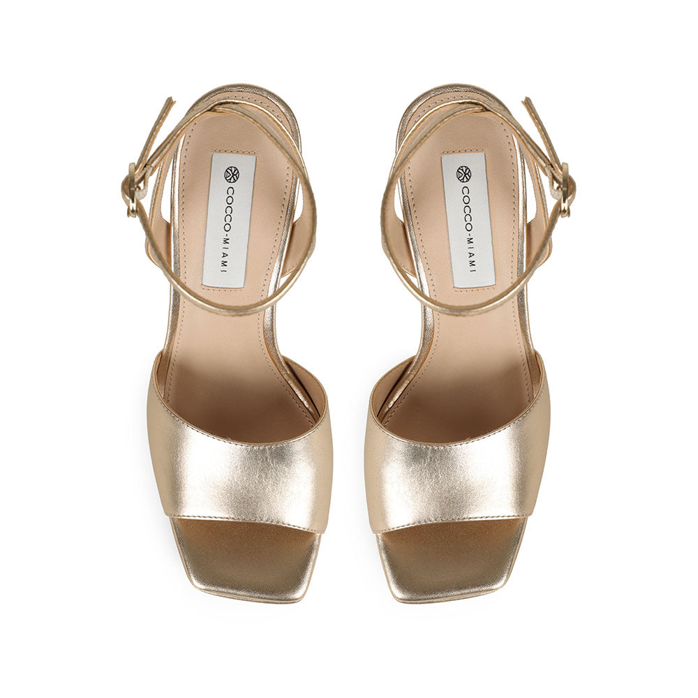 Lizzie Platform Sandal Leather Gold