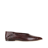 Zapato plano Manhattan de piel serpiente café