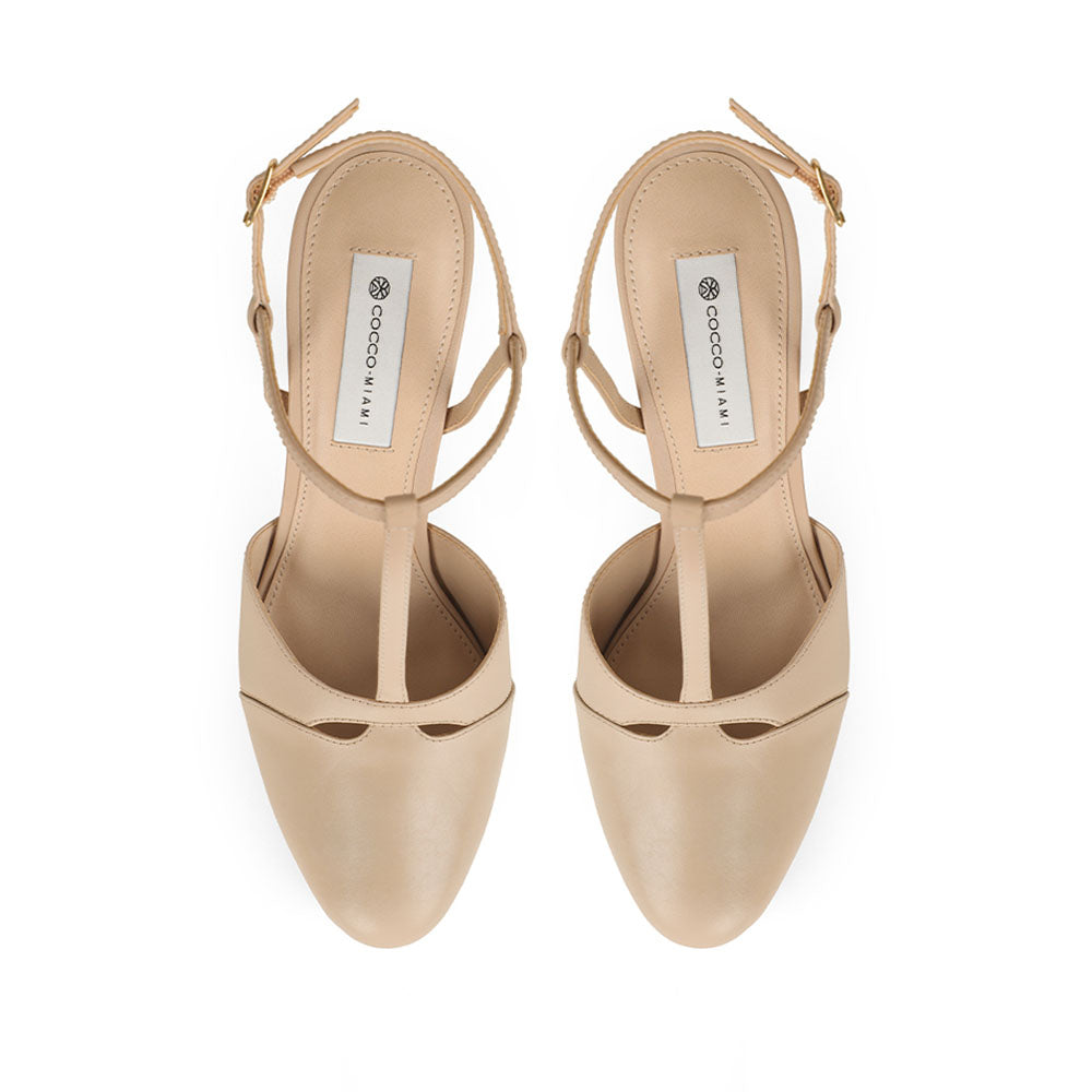 Maite Platform Sandal Leather Beige