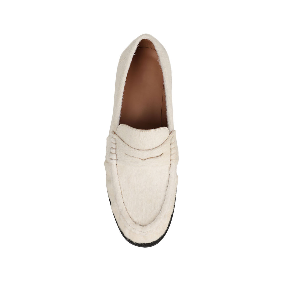 Mocasín Martina de piel con pelo hueso