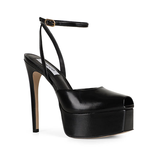 Naomi Platform Sandal Black Leather