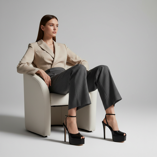 Naomi Platform Sandal Black Leather