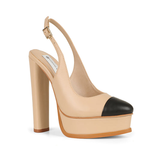 Olivia Platform Leather Beige