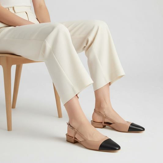 Violet Flat Shoes Nude Leather