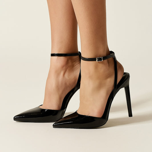 Wendy Slingback Pumps Black Patent Leather