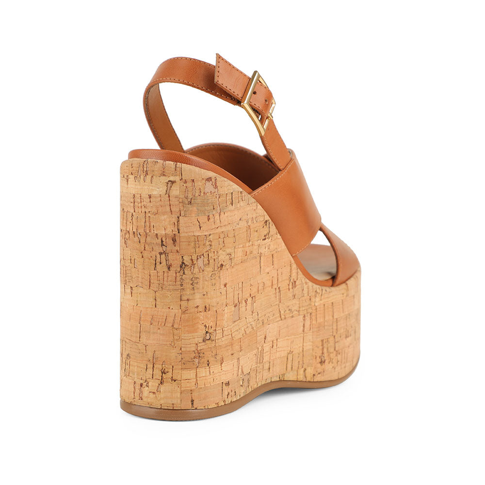 Celine Platform Sandals Leather Almond