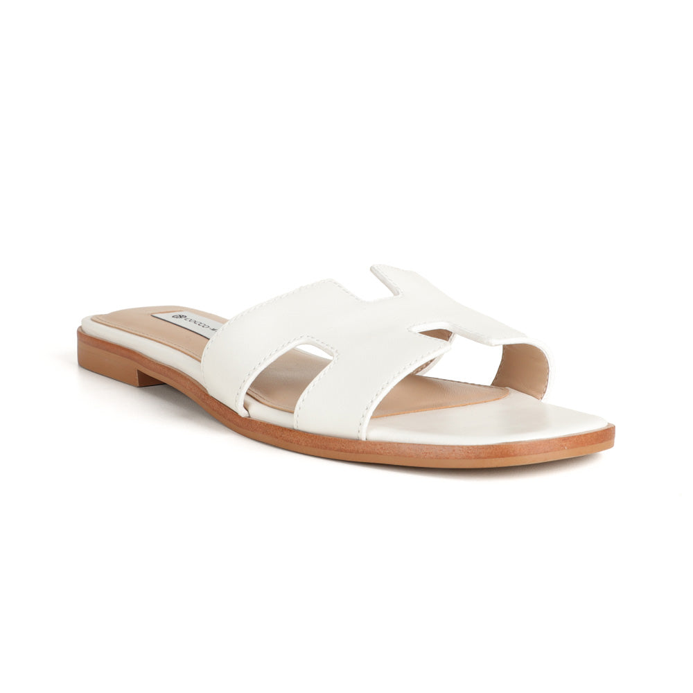 Bethany Flat Sandal Leather White