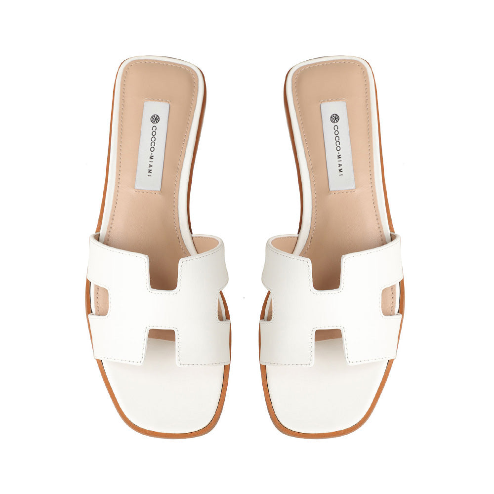 Bethany Flat Sandal Leather White