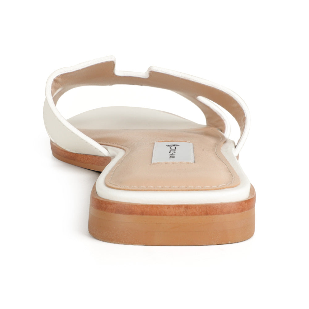 Bethany Flat Sandal Leather White