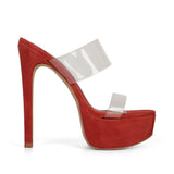 Mule de plataforma Kaila de vinilo rojo