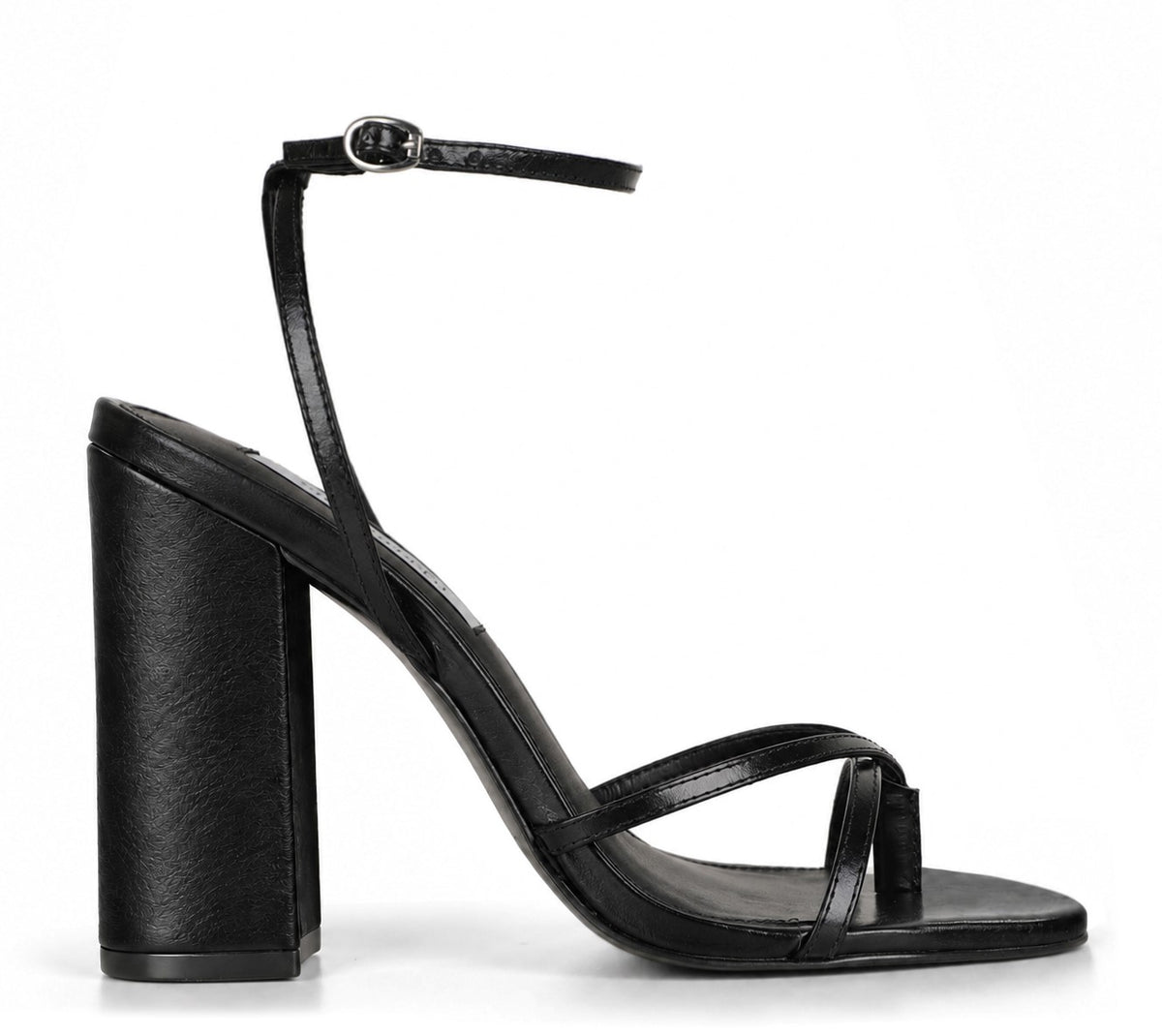 Duda Block Heel Sandal Black Leather