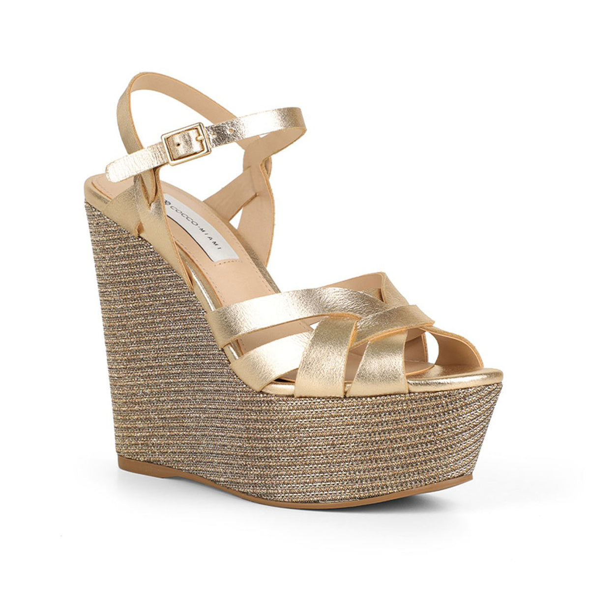 Tainara Wedge Gold Leather, view 5