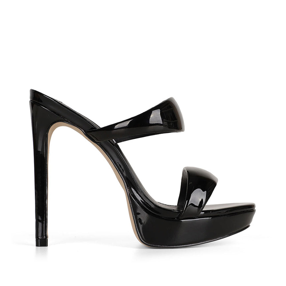 Alessandra Platform Mule Black Patent Leather