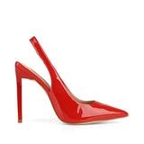 Tacón slingback Salem de charol rojo