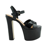 Zoe Platform Sandal Black Patent Leather