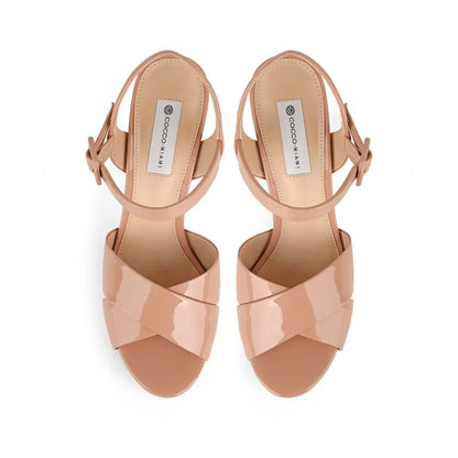 Zoe Platform Sandal Nude Patent Leather – view 3